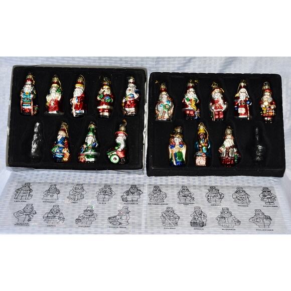 2002 Thomas Pacconi Classics Blown Glass Christmas Ornaments Set of 16 Santas - Picture 1 of 9